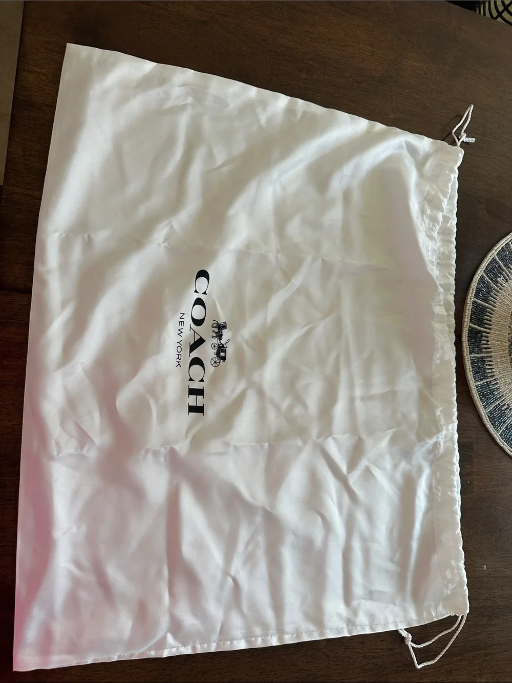 Coach White Drawstring Logo Dust Bag